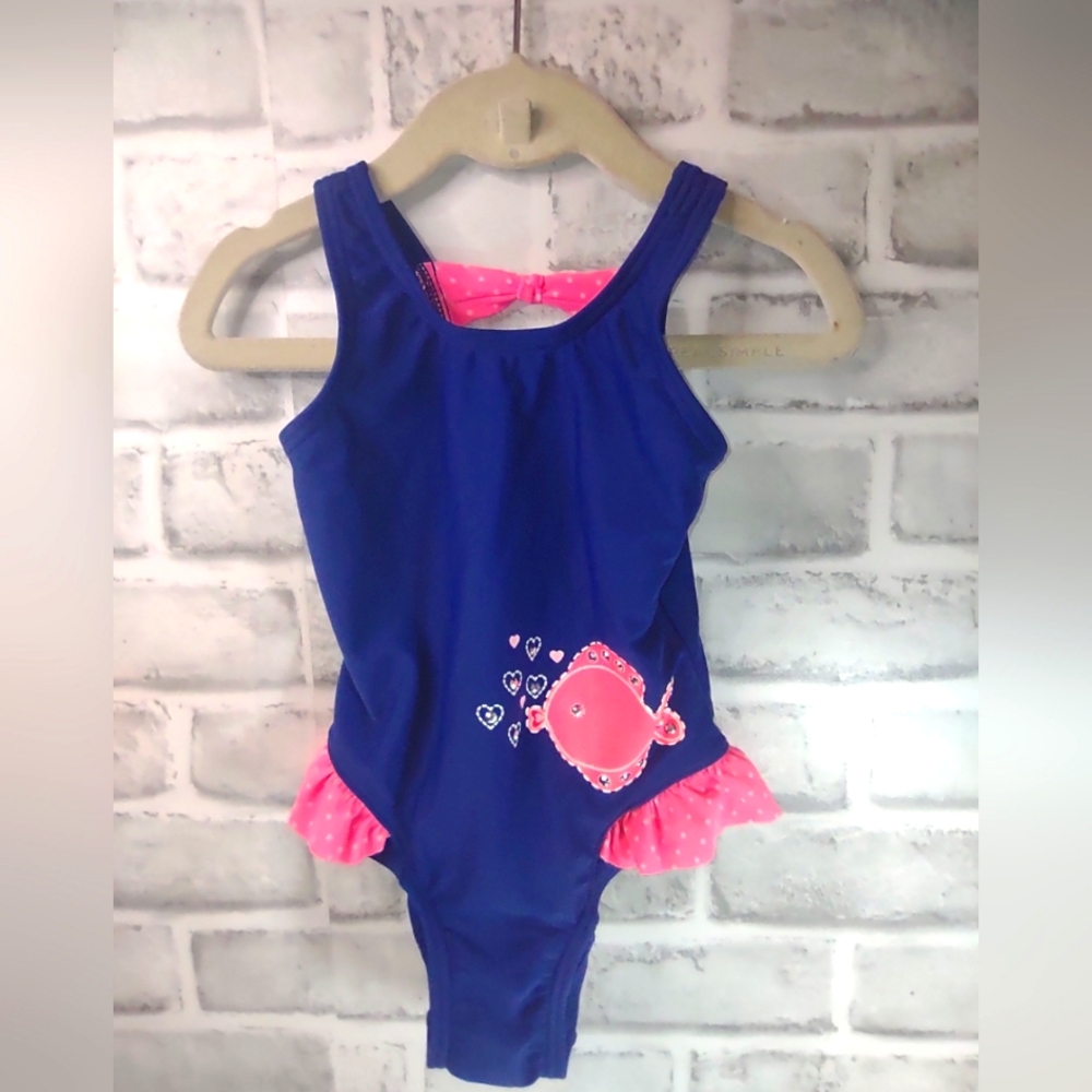3T Blue and Pink Fish Swimsuit